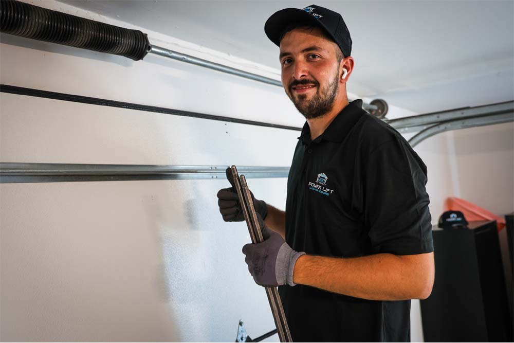 Insulated garage door improving home energy efficiency.