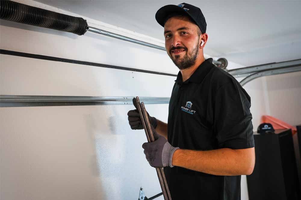 Garage door requiring professional maintenance and repair