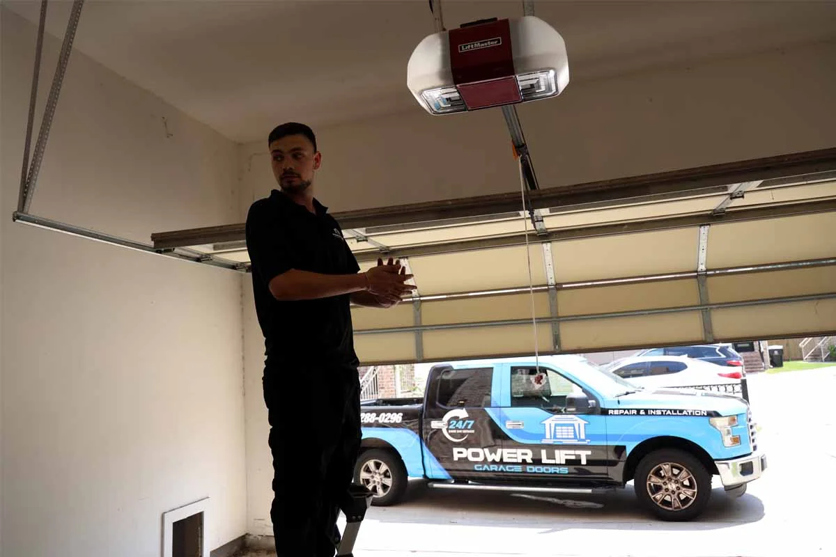 Programming a Chamberlain garage door opener in Pearland, TX.